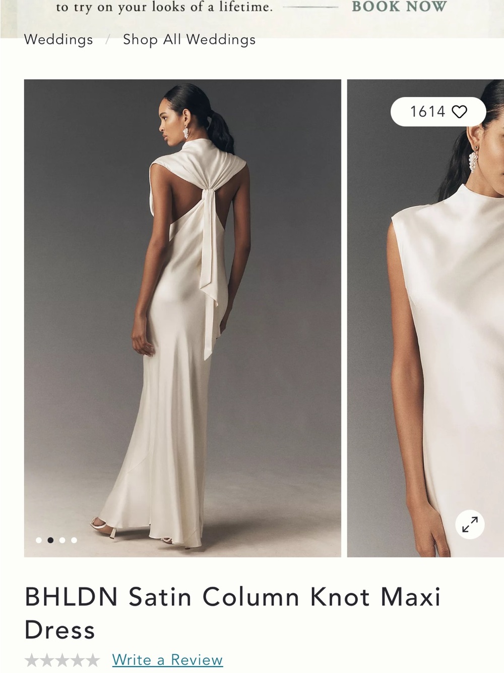 Satin Column Knot Maxi Dress in Ivory by Anthropologie…stunning dress!